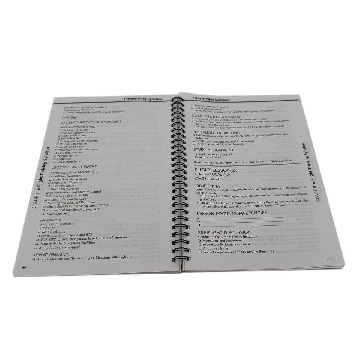 Jeppesen Private Pilot Syllabus – 6th Edition (2024) Open Pages Showing Lesson Structure