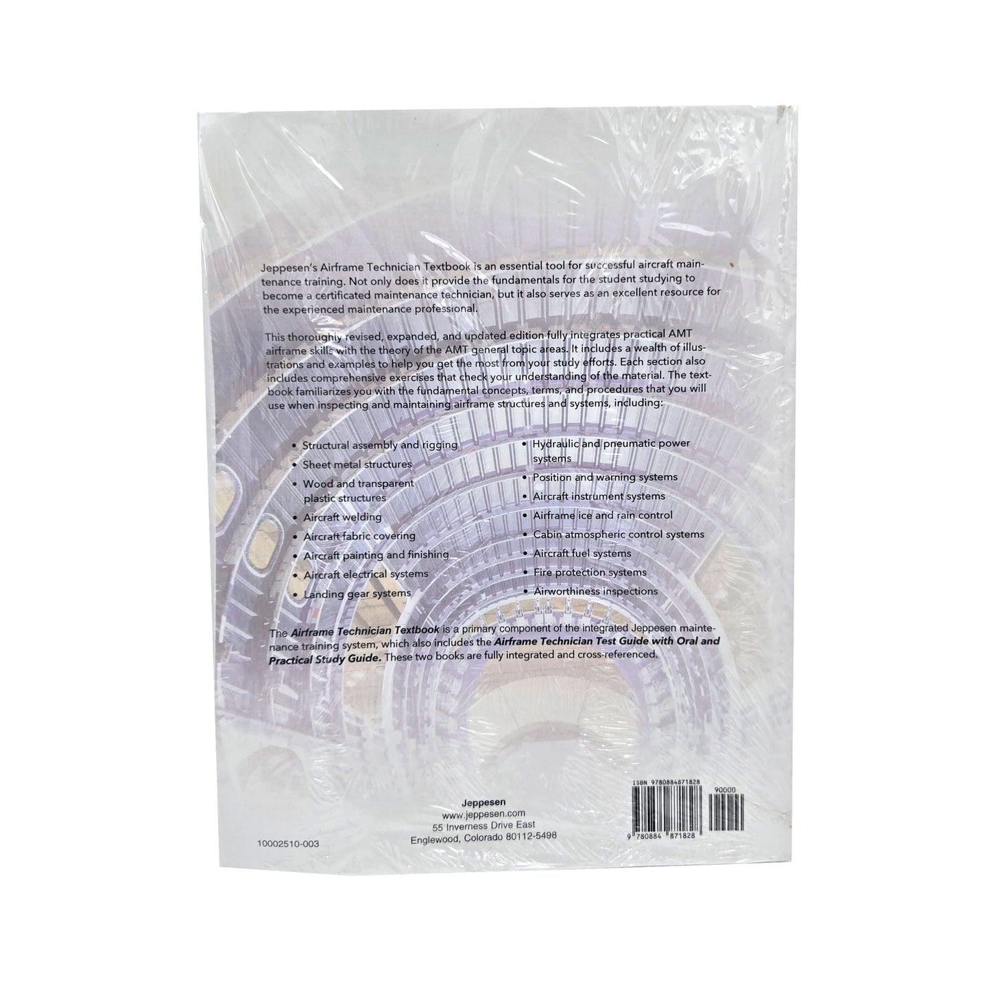 Jeppesen A&P Technician Airframe Textbook – Back Cover Showing Summary and ISBN