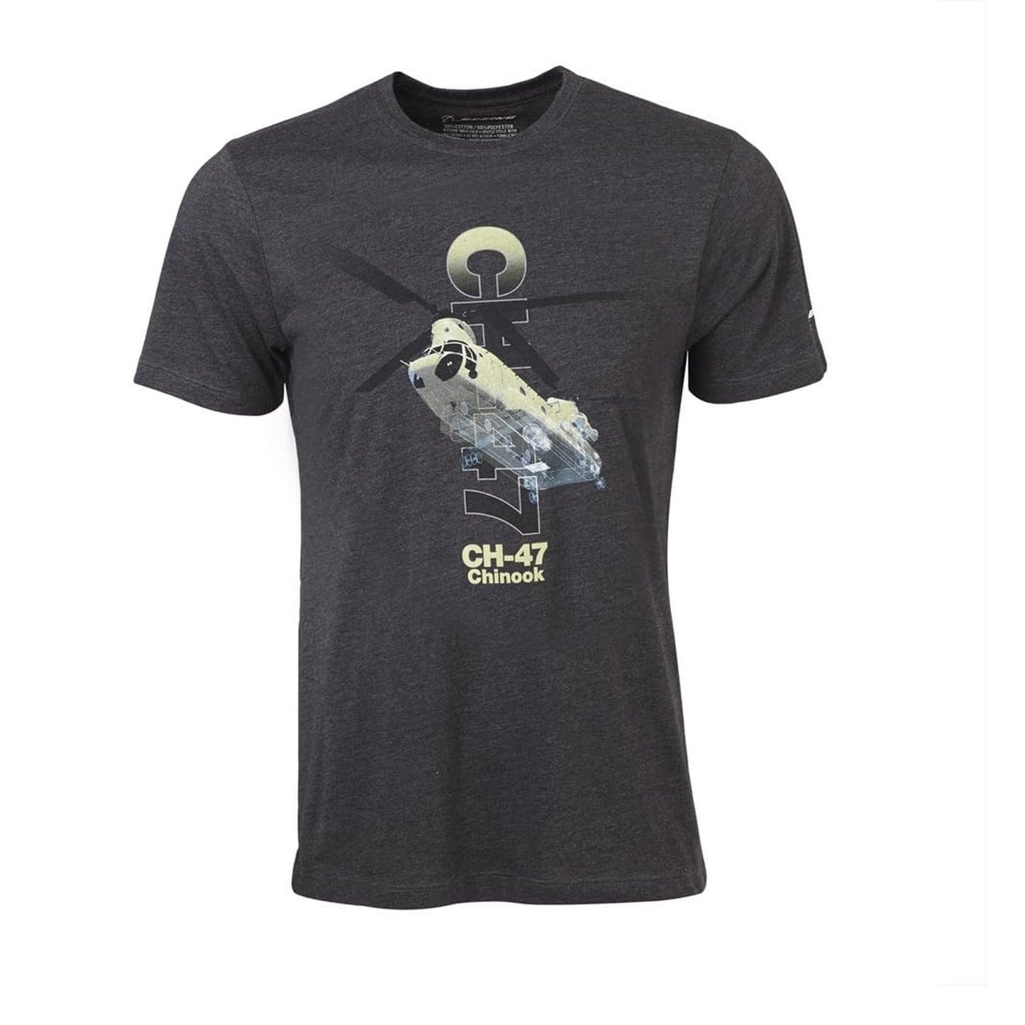 Boeing CH-47 Chinook X-Ray Graphic T-Shirt – Front View in Charcoal