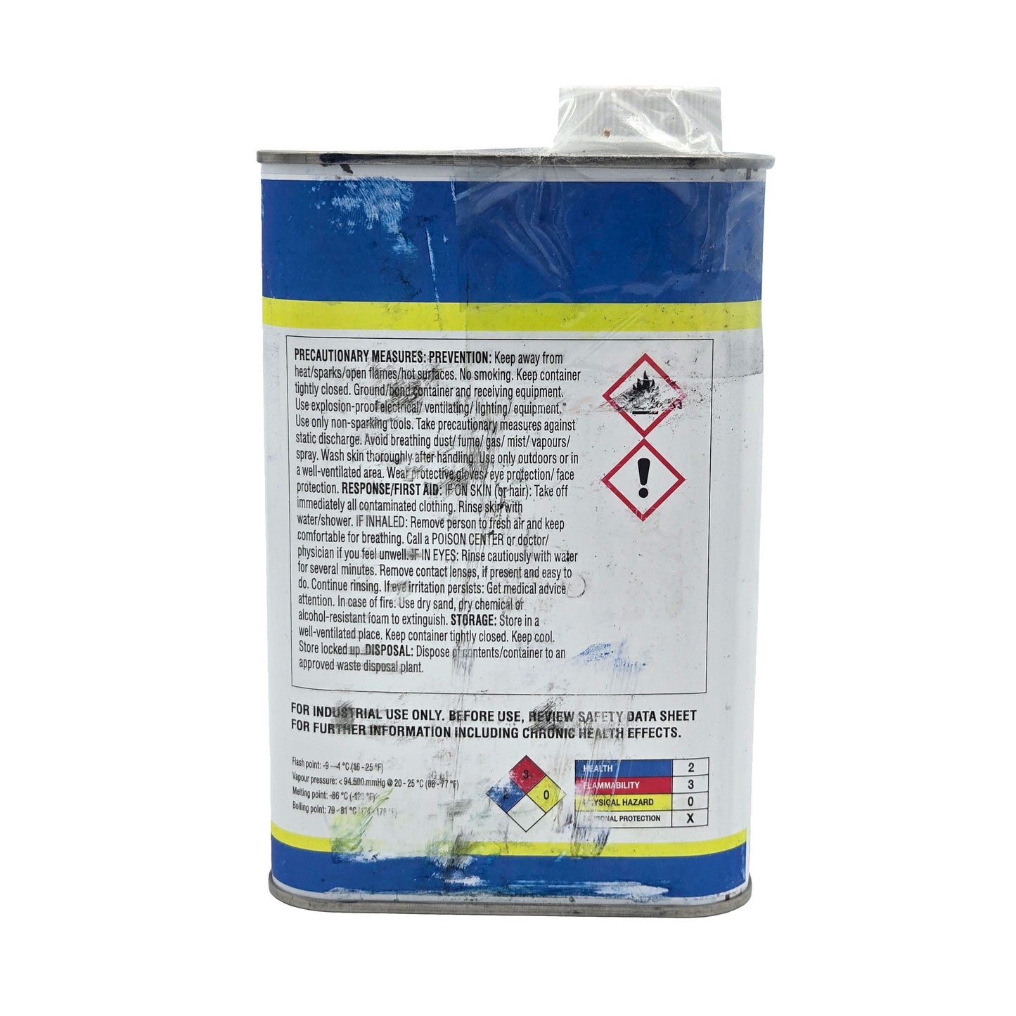 MEK 7401 Methyl Ethyl Ketone 1 Quart – Back View with Safety and Usage Information