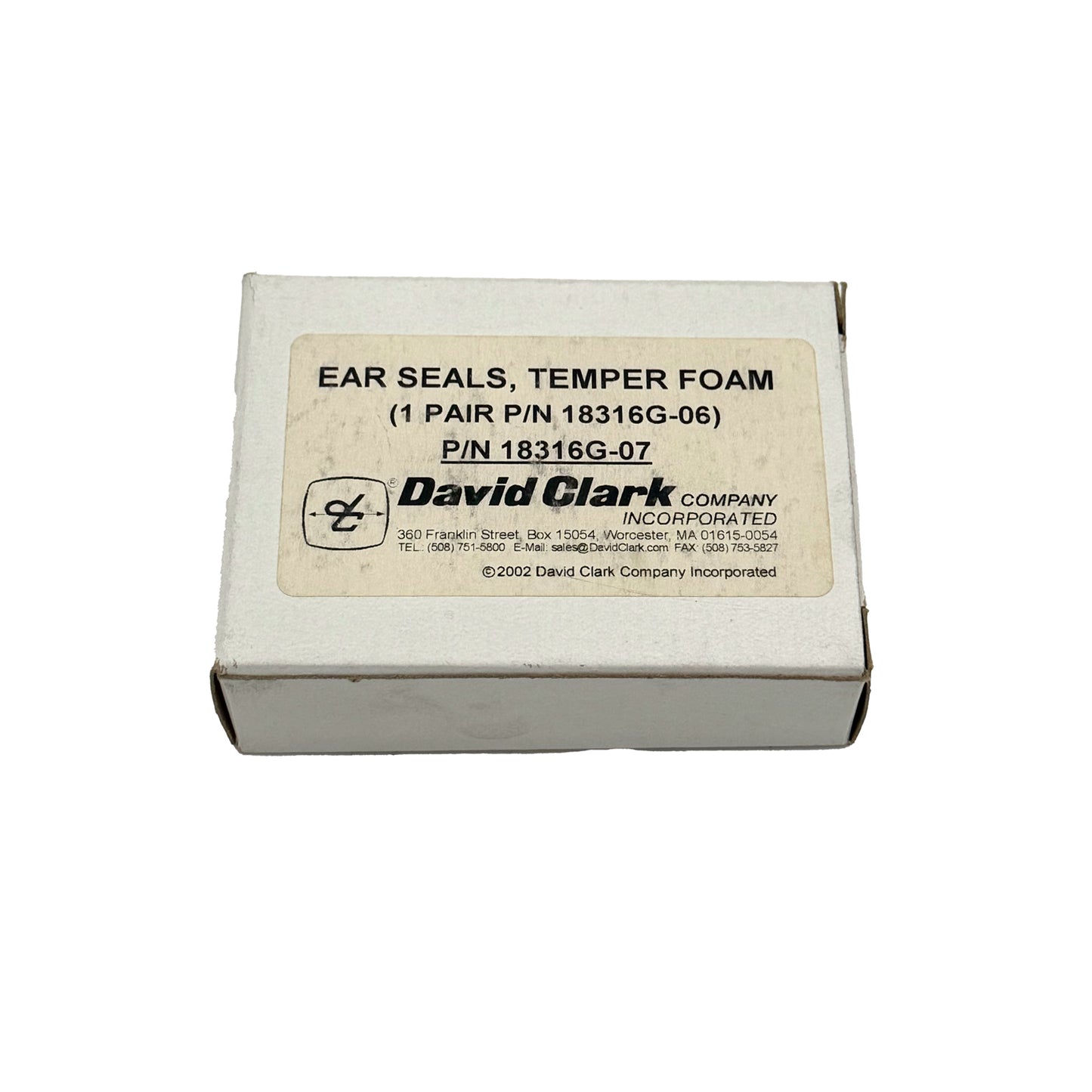 David Clark Foam Ear Seals – 18316G-07 (Pair), boxed