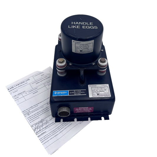 Sperry C-14A Directional Gyro (PN 2587193-43) front view with FAA 8130 certification tag and documentation