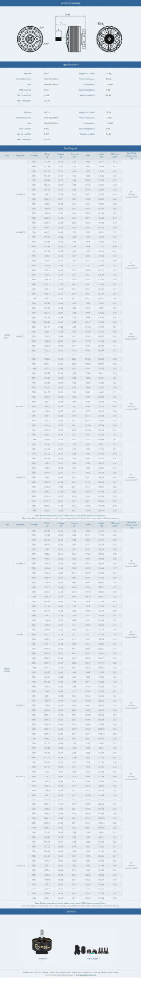 T-Motor CINE66 2812 1155KV technical specifications chart