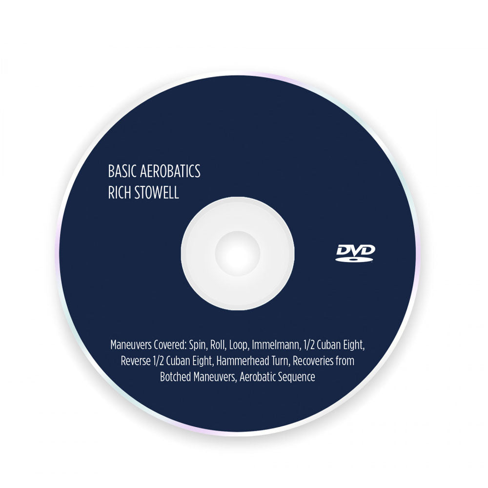Basic Aerobatics DVD demonstrating loops, rolls, spins, hammerheads, and introductory aerobatic maneuvers