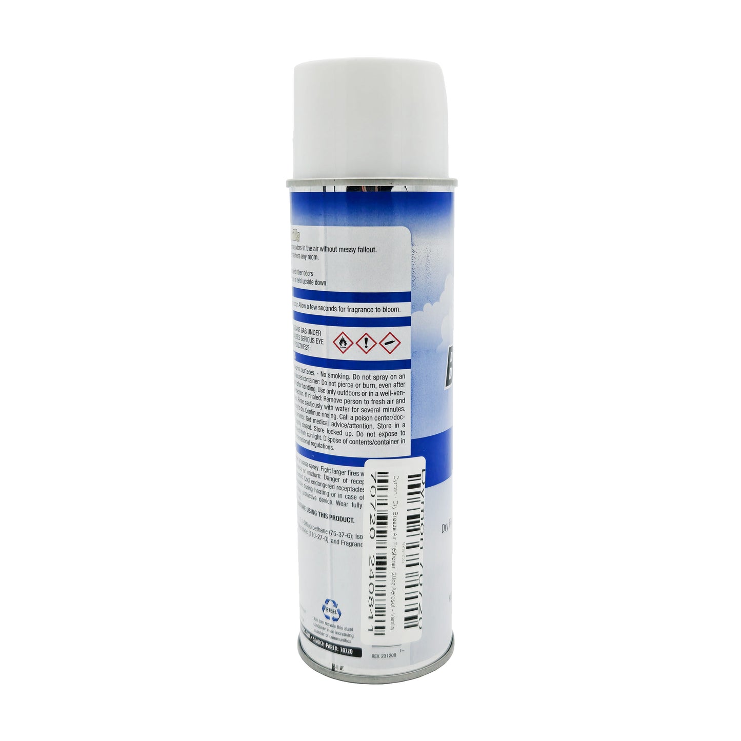 Dymon Dry Breeze Air Freshener Sugar and Spice – Back View with Safety and Usage Info | side panel same as the Vanilla