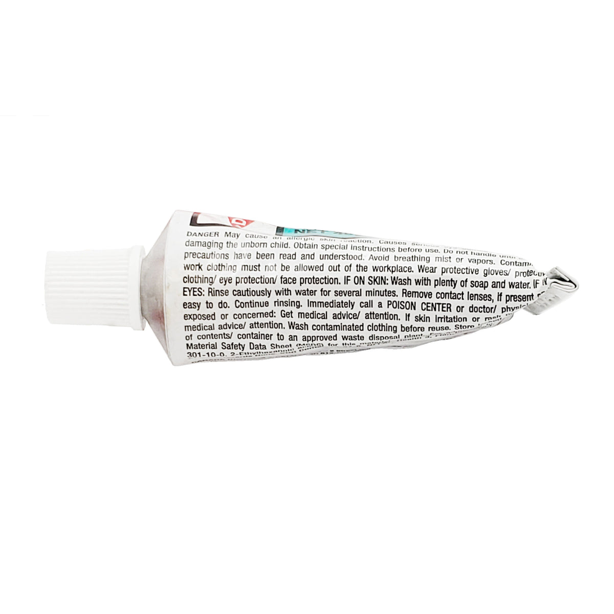 Side label of DOWSIL 4 catalyst detailing first aid and handling precautions