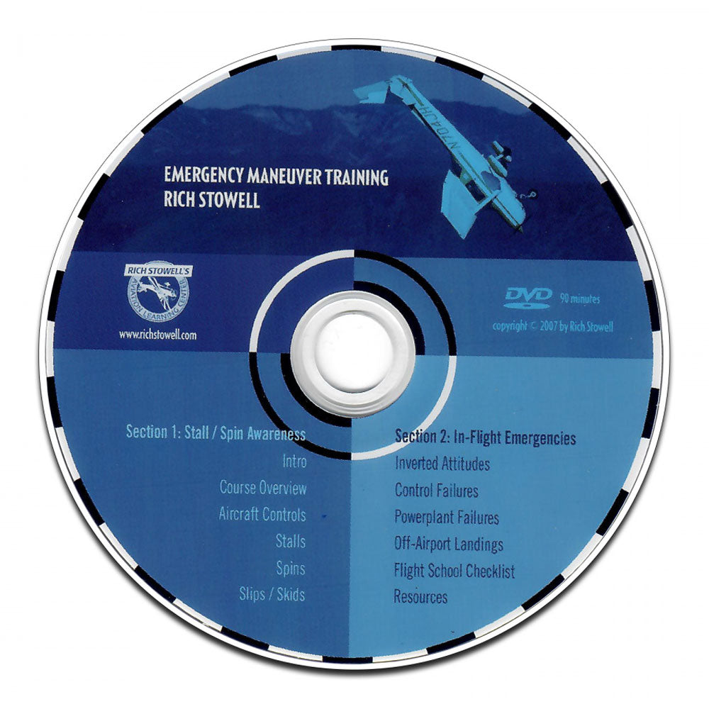 Emergency Maneuver Training DVD covering stalls, spins, control failures, powerplant failures, and off-airport landings