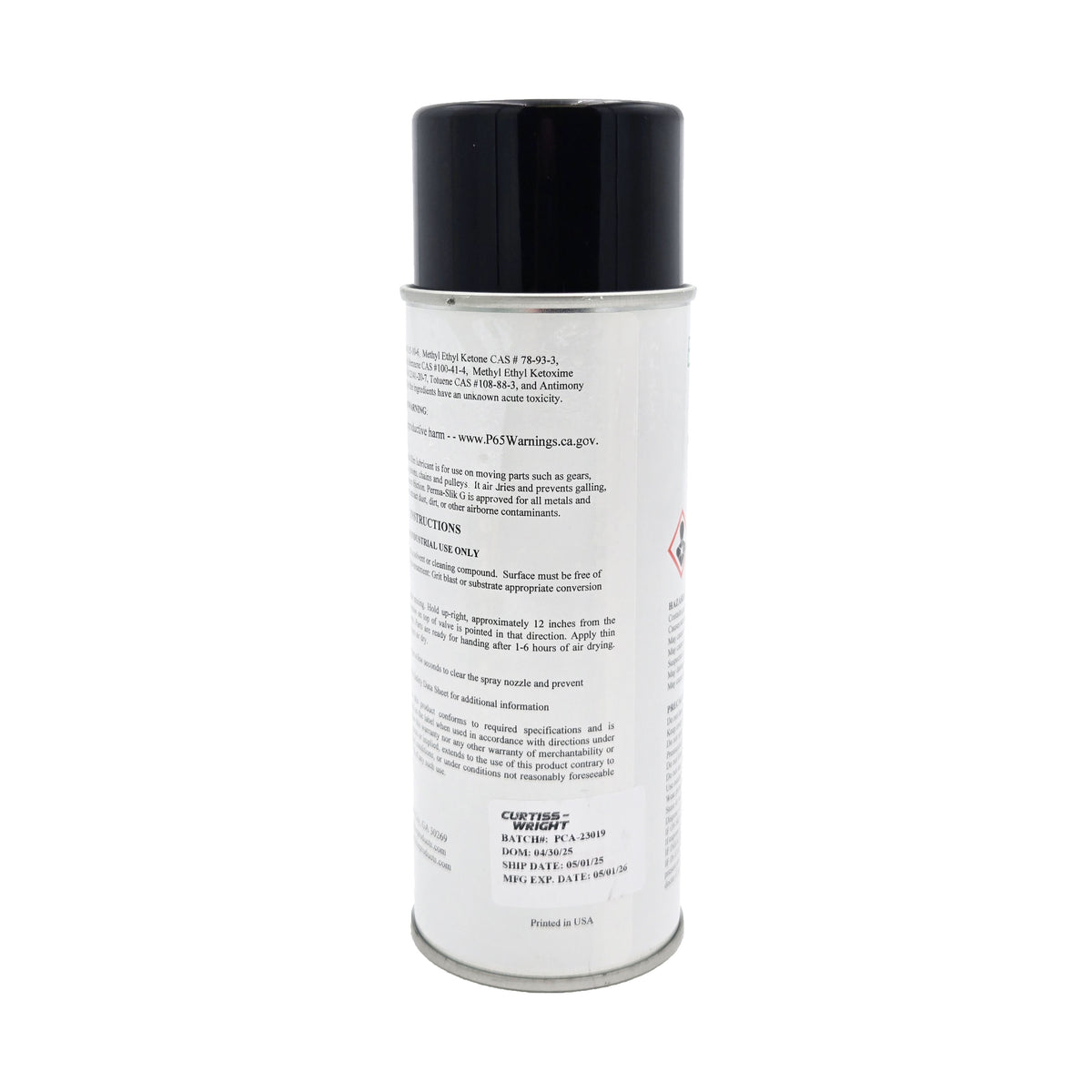 Everlube Perma-Slik G Air Dry Lubricant – Back View with Safety and Usage Instructions