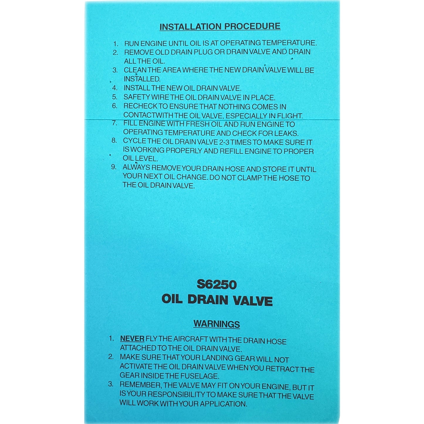 Saf-Air - Lock Open Oil Drain Valve, 5/8in-18 Npt | S6250, paper instructions two