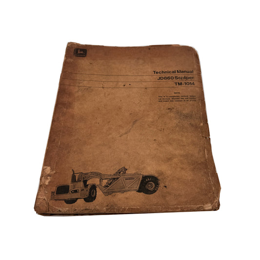 John Deere JD860 Scraper Original Technical Repair Service Manual | TM-1014