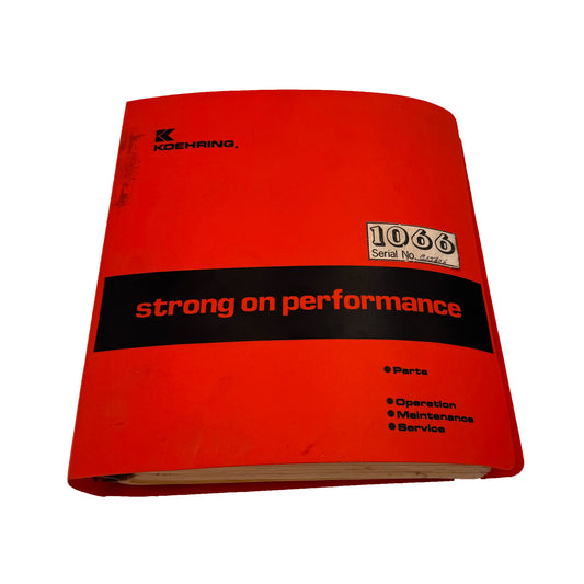 Koehring 1066 Hydraulic Excavator Operator Parts and Service Manual