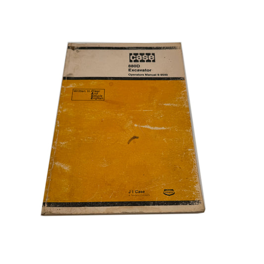 CASE 880D Excavator Trackhoe Crawler Owner Operator Manual