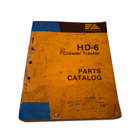 Fiat Allis HD-6 Crawler Tractor Parts Catalog | 70626026
