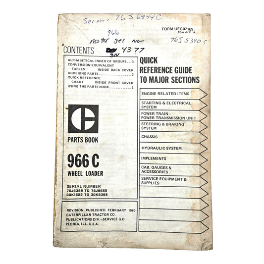 CAT 950 Wheel Loader Parts Manual