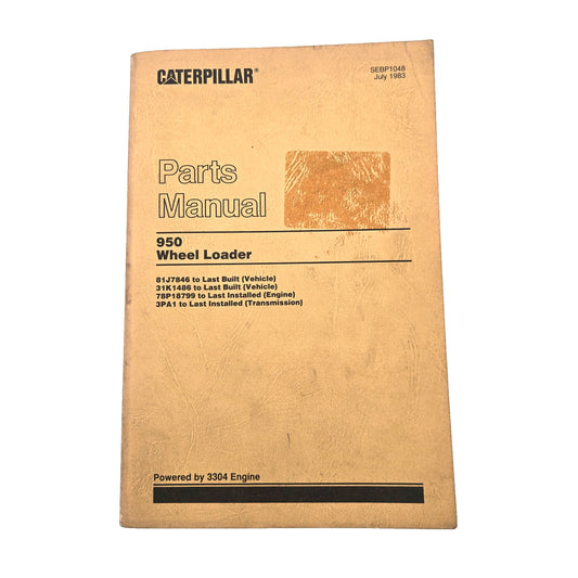 Cat Caterpillar 950 Wheel Loader Parts Book Manual