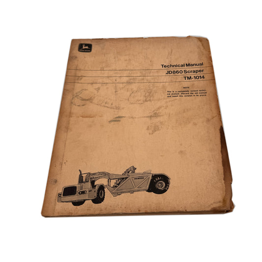 John Deere JD860 Scraper Technical Service Manual | TM-1014