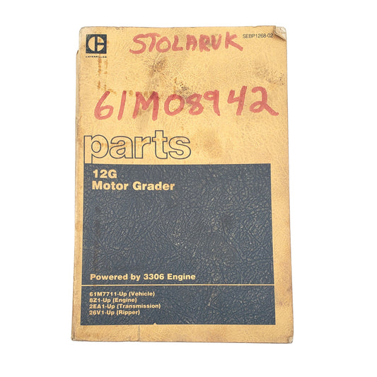 Cat Caterpillar 12G Motor Grader Parts Catalog Manual Book 61M7711-UP