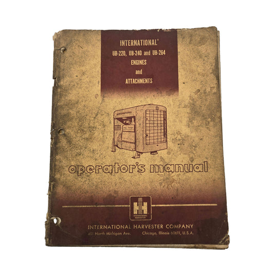 International IH UB-220 240 264 Operator Manual: Diesel Engine & Attachment Guide | Cover