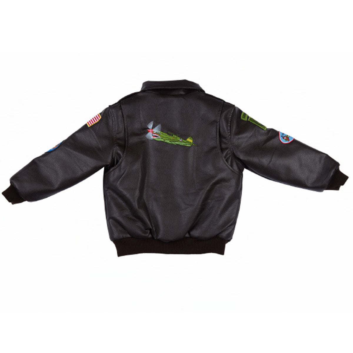 Up and Away - Youth WWII Bomber Jacket (Brown 9-Patch), Back