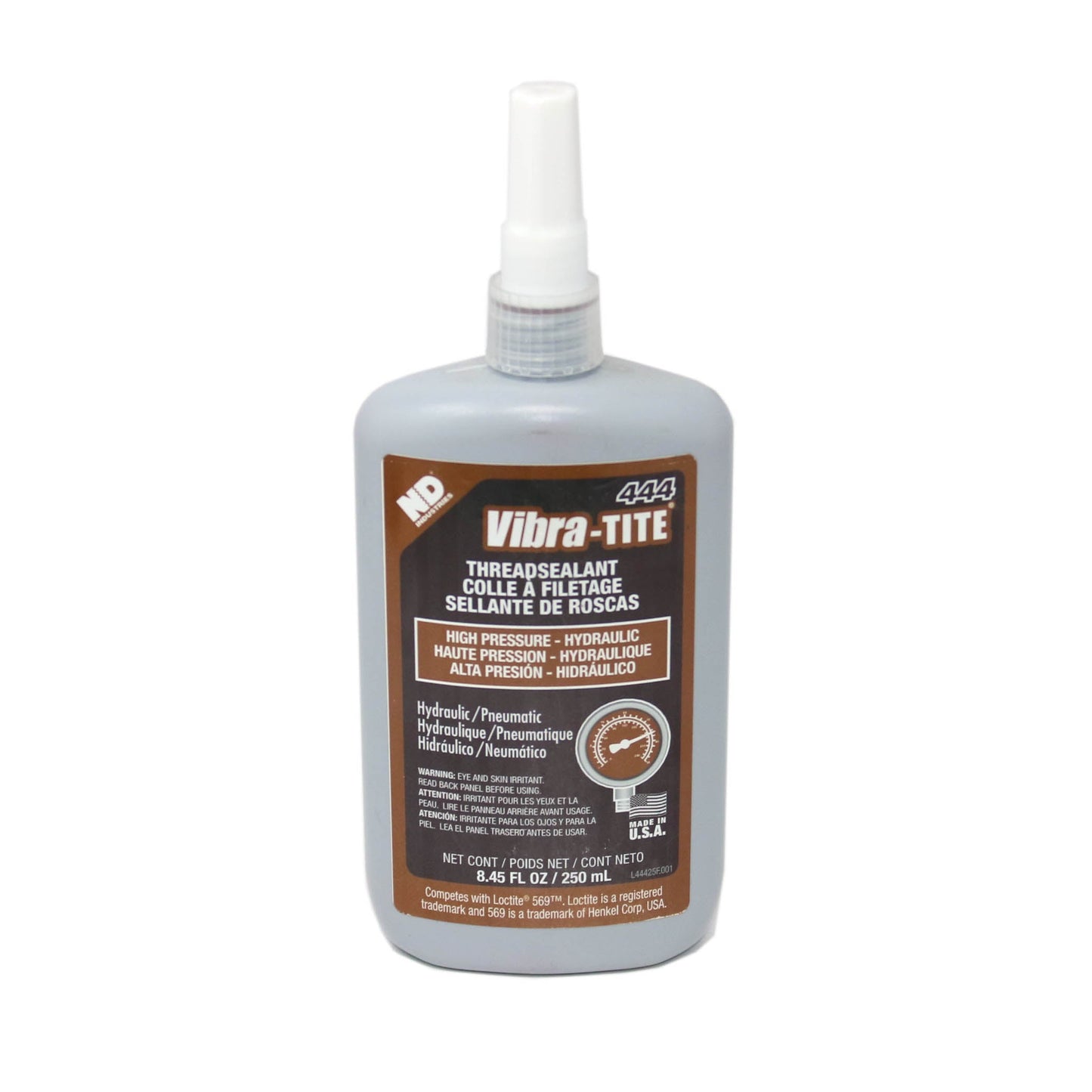 EXPIRED - Vibra-Tite - 444 Hydraulic Sealant - High Pressure Thread Sealant, 250mL Lot# 3019042