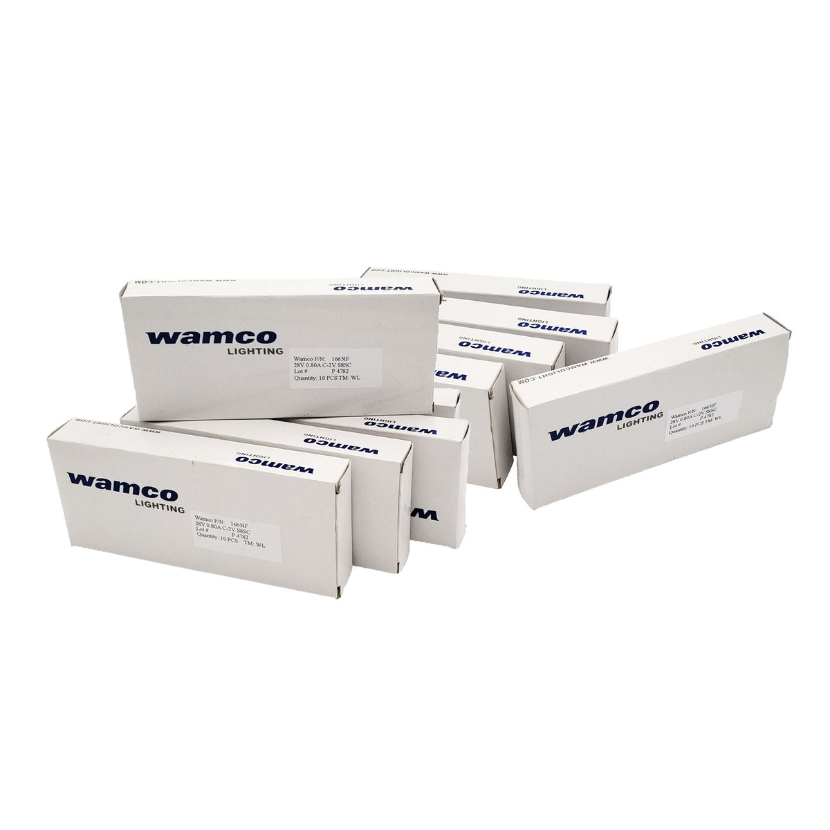 Wamco 1665IF aircraft lamps 100 pack with manufacturer label.