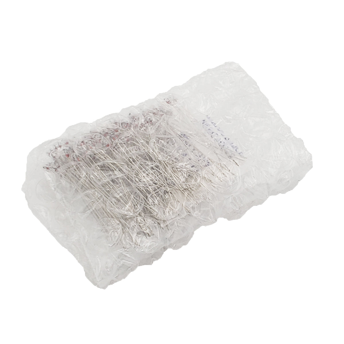 Bulk pack of 100 Wamco 7009 subminiature aircraft lamps with long wire leads in protective bubble wrap.