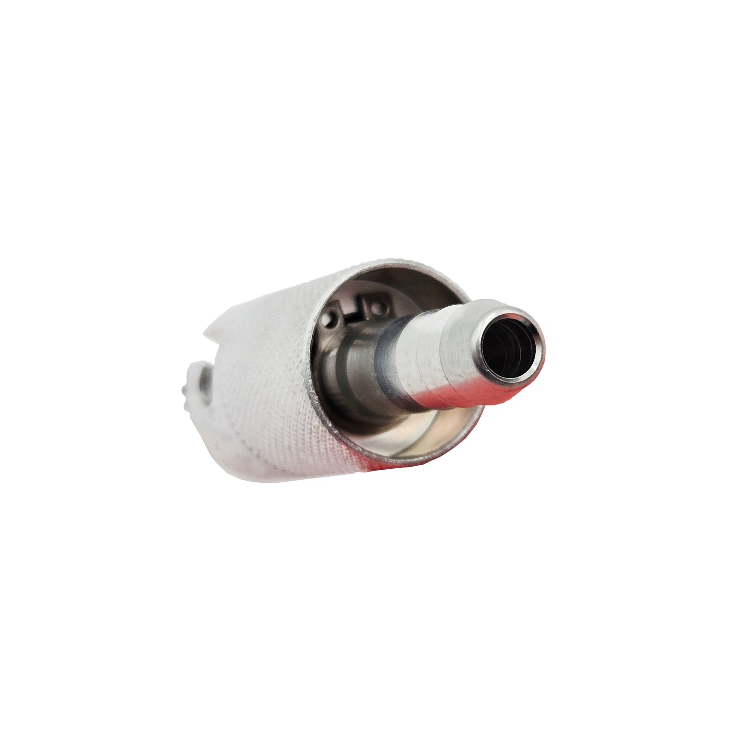 Close-up of AVOX 5065-10 quick disconnect barbed hose fitting showing ridged nozzle and bore opening.