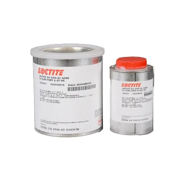 Two containers of Loctite adhesive on a white background
