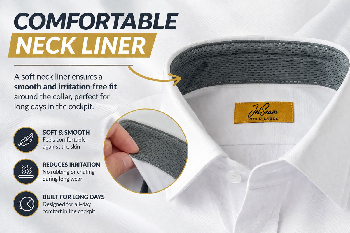 mens pilot shirt comfortable neck liner soft collar aviation uniform shirt irritation free pilot shirt