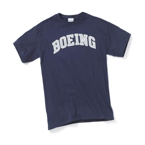 Navy Boeing varsity style cotton T-shirt with bold lettering