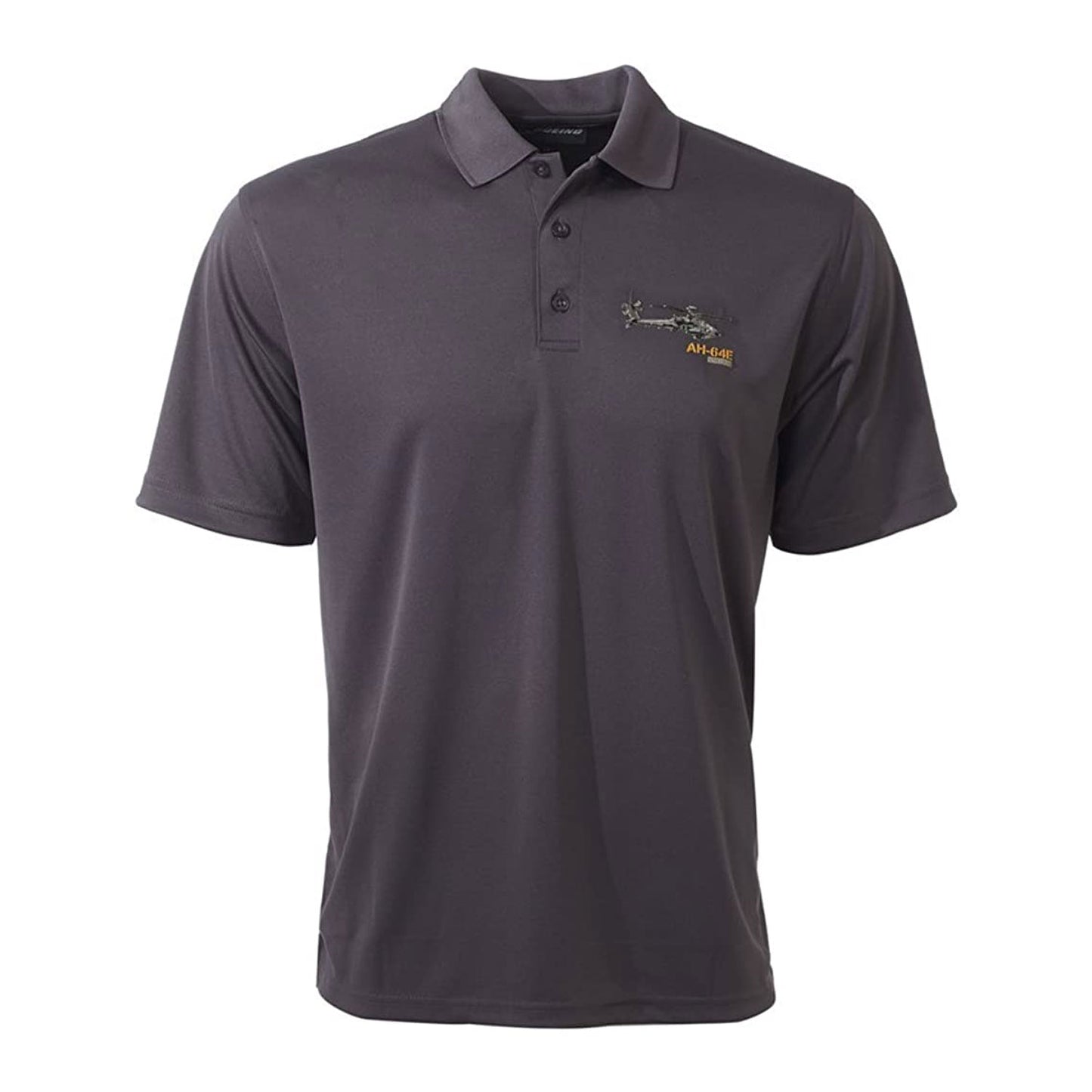 Boeing AH-64E Apache 3D emblem moisture-wicking polo shirt in dark grey