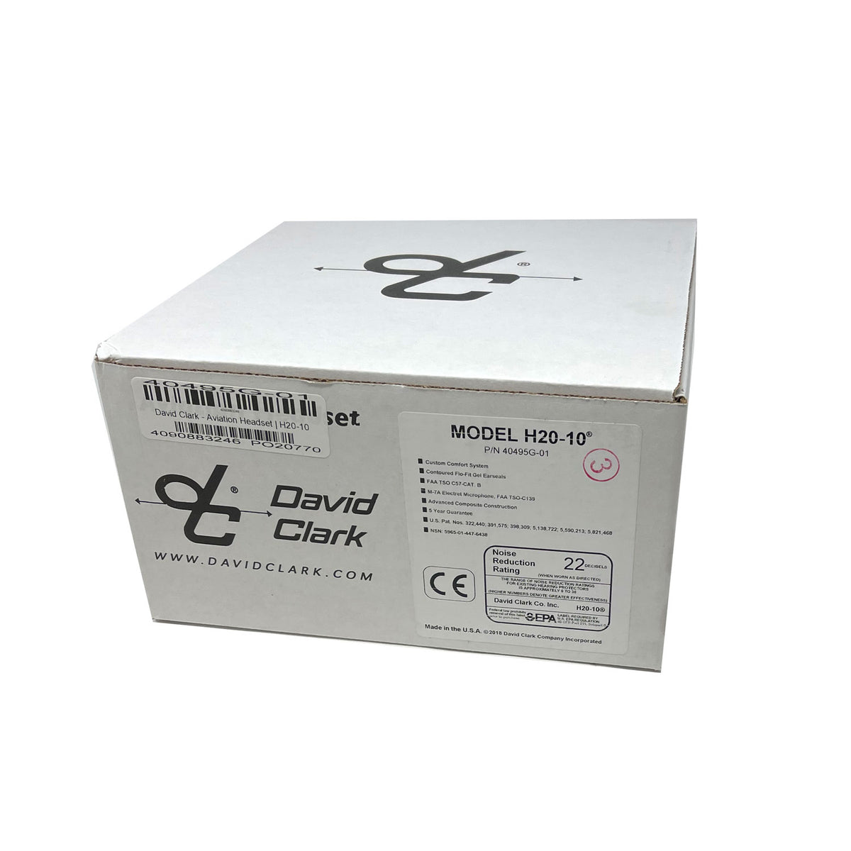 David Clark H20-10 Lightweight Aviation Headset (40495G-01)