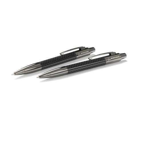 Boeing Stealth carbon fiber pen and pencil set on white background