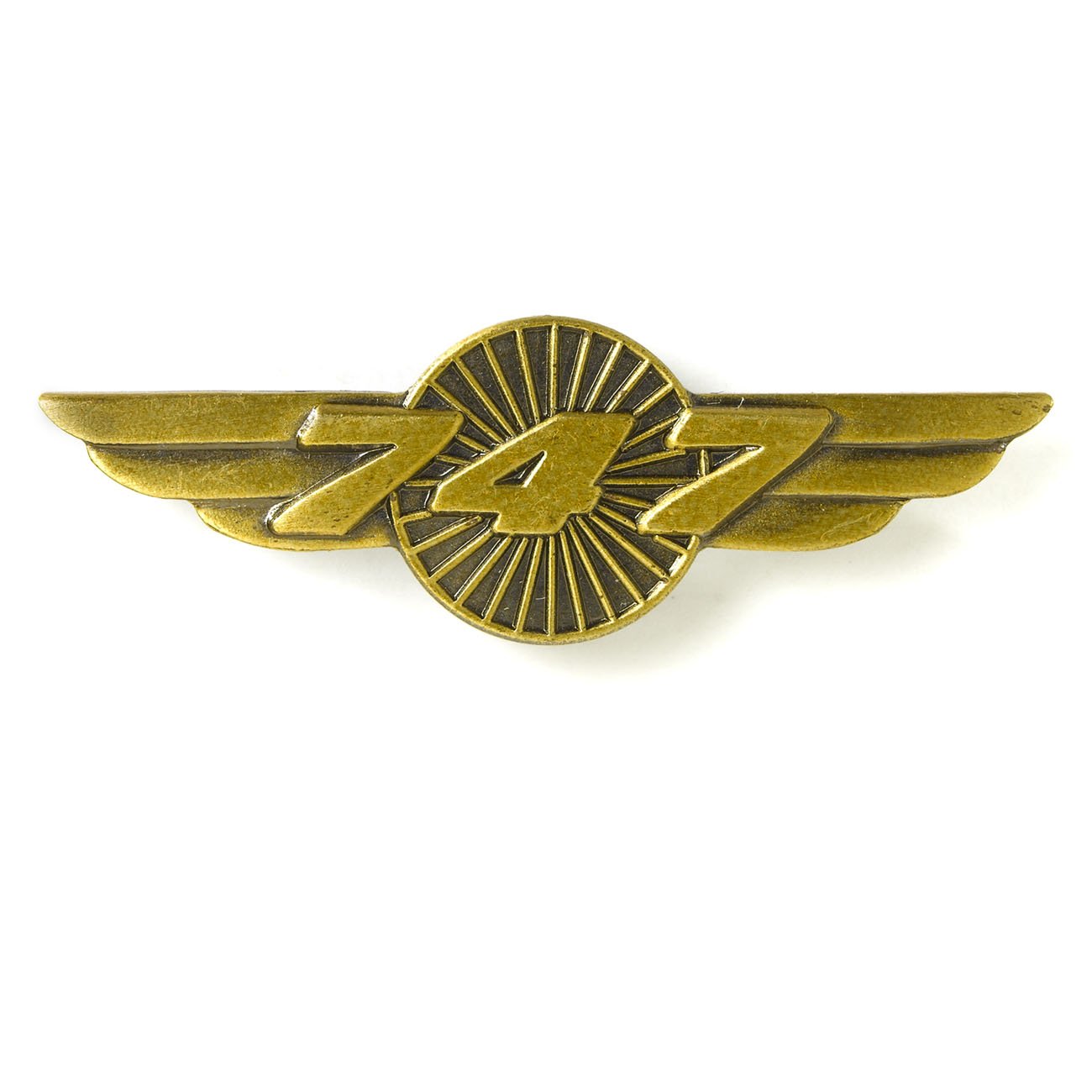Boeing 747 wings lapel pin in gold tone aviation design