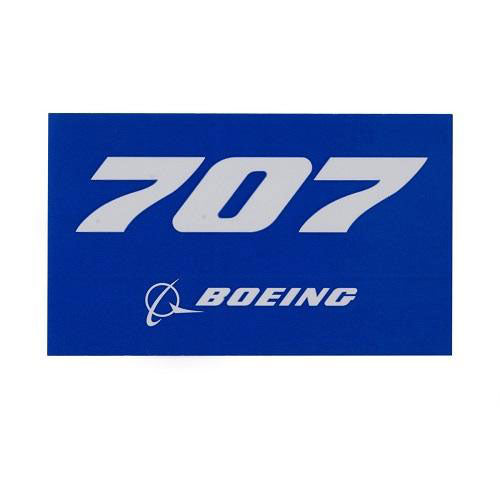 Boeing blue 707 sticker aviation decal with white aircraft numbers and Boeing logo