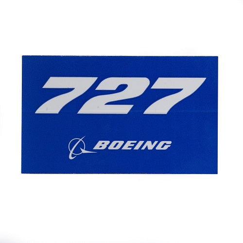 Boeing blue 727 sticker aviation decal with white aircraft numbers and Boeing logo
