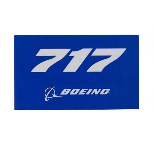 Boeing blue 717 sticker aviation decal with white aircraft numbers and Boeing logo
