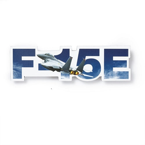 Boeing F-15E Strike Eagle sky magnet featuring jet aircraft in flight over clouds