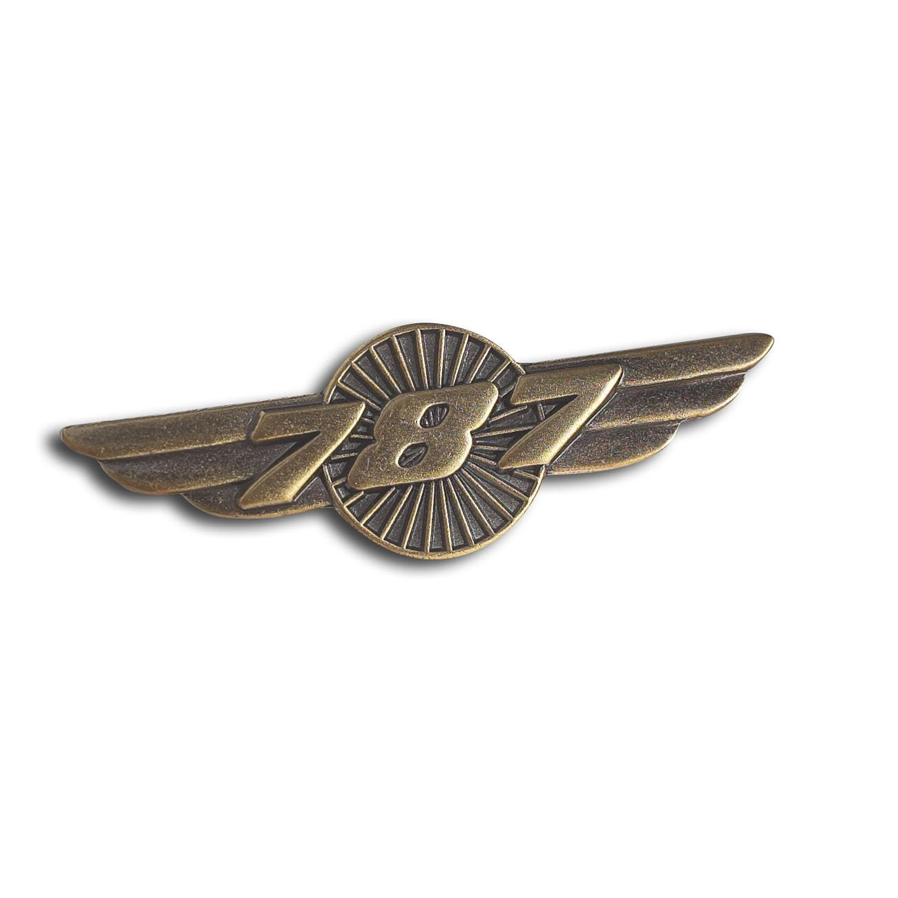 Boeing 787 Dreamliner Wings Lapel Pin with Vintage Gold Finish
