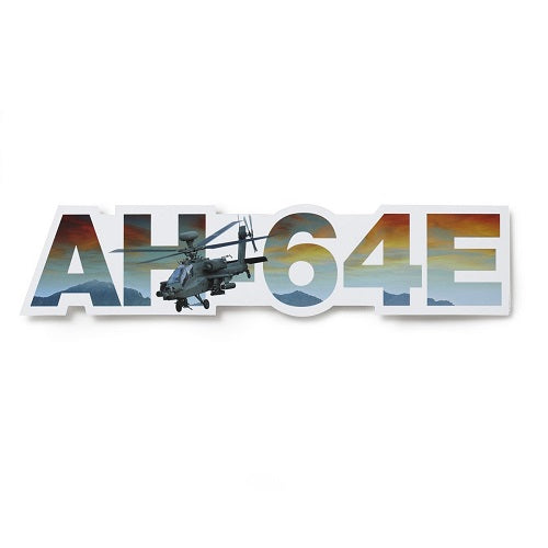 Boeing AH-64E die-cut sticker aviation decal with Apache helicopter design