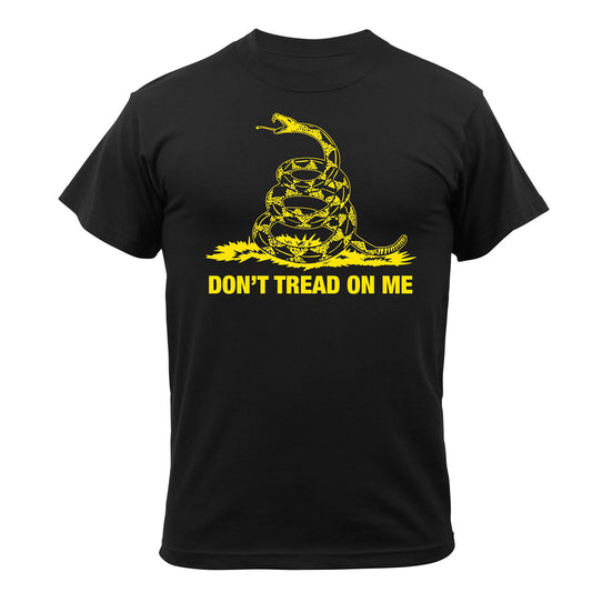 Don't Tread On Me T-Shirt – Olive Green Military Shirt with Black Distressed Gadsden Flag Snake Graphic and Text