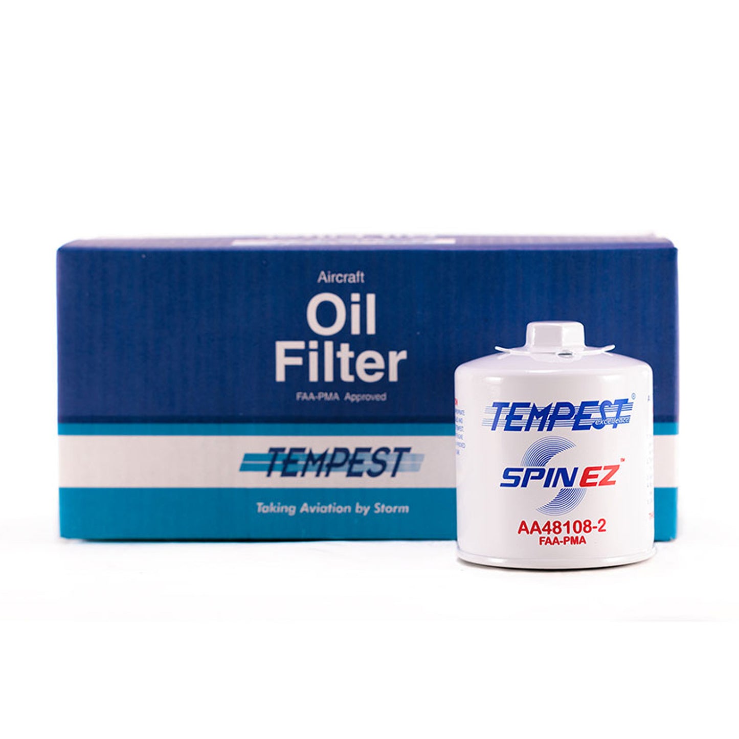 Tempest SPIN EZ Aircraft Oil Filter AA48108-2 – 6 pack with upright filter and branded FAA-PMA box