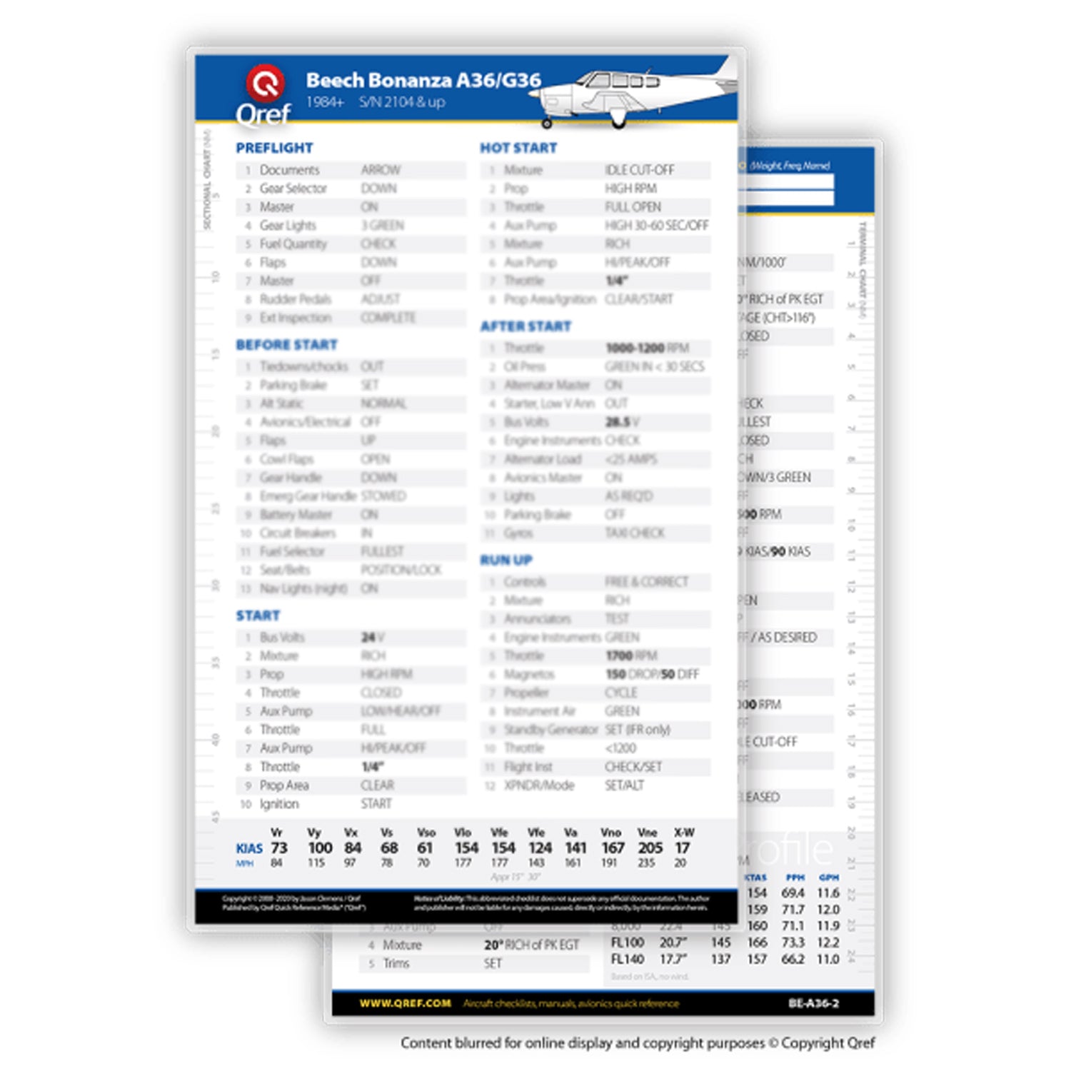 Qref - Beechcraft Bonanza A36/G36 300HP Checklist Card – Pilots HQ