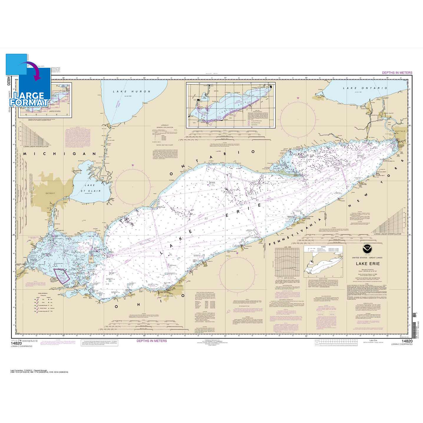 Lake Erie: Large Format NOAA Chart 14820