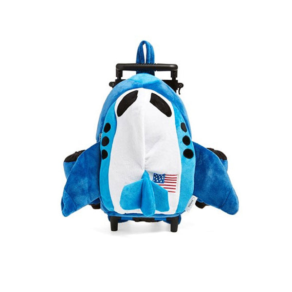 airplane backpack kids Popatu Kid's Blue Airplane Jet Rolling Backpack