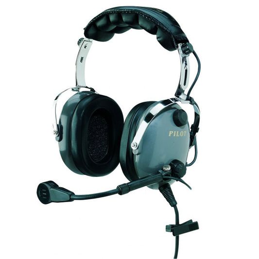 Pilot USA PA-1166M Passive Military Aviation Headset – Gray/Blue with Side Microphone and Cushioned Head Pad