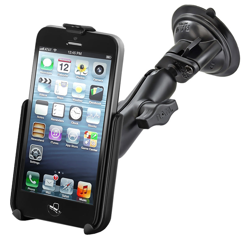 Ram - Single Suction Cup Double Socket Medium (3.69) For Iphone 5/5S | RAM-B-166-AP11U