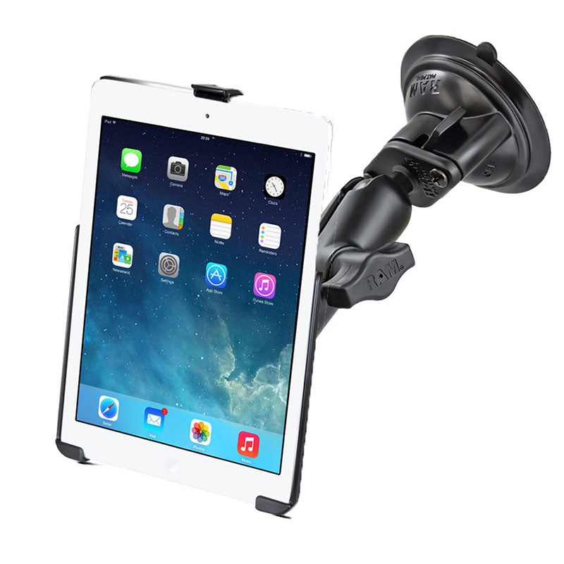 Ram - Single Suction Cup Double Socket Medium (3.69) Ipad Air 1-2 Ez-Roll'R™ | RAM-B-166-AP17U