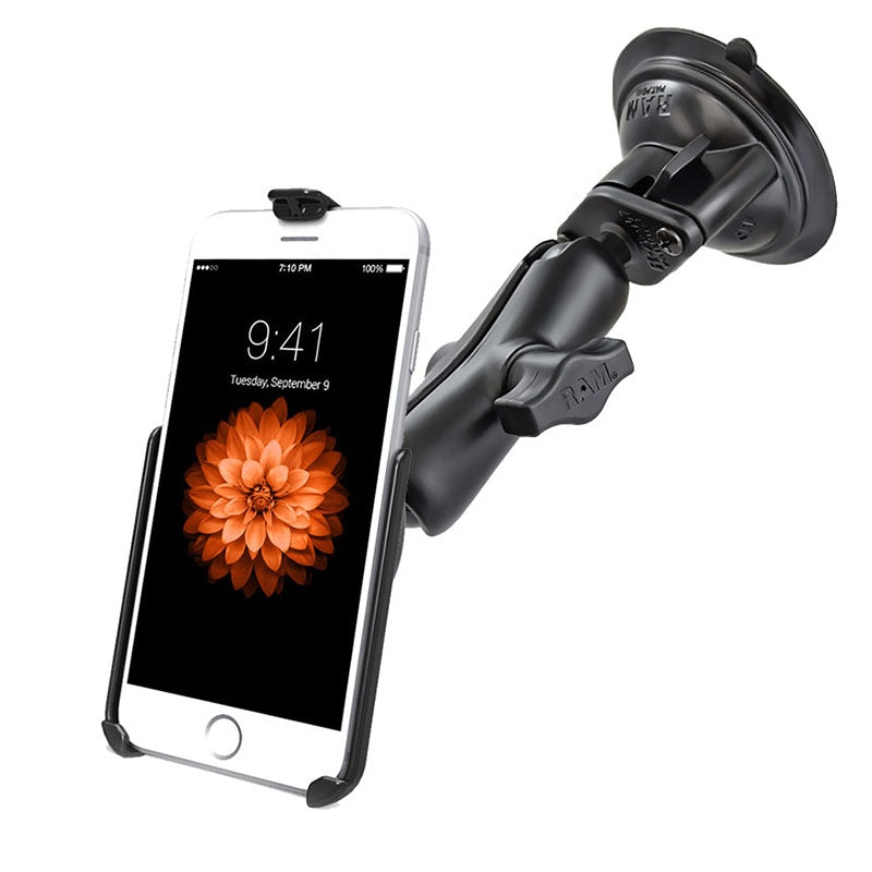 Ram - Single Suction Cup Double Socket Medium (3.69) Iphone 6 Ez-Roll'R™ | RAM-B-166-AP18U