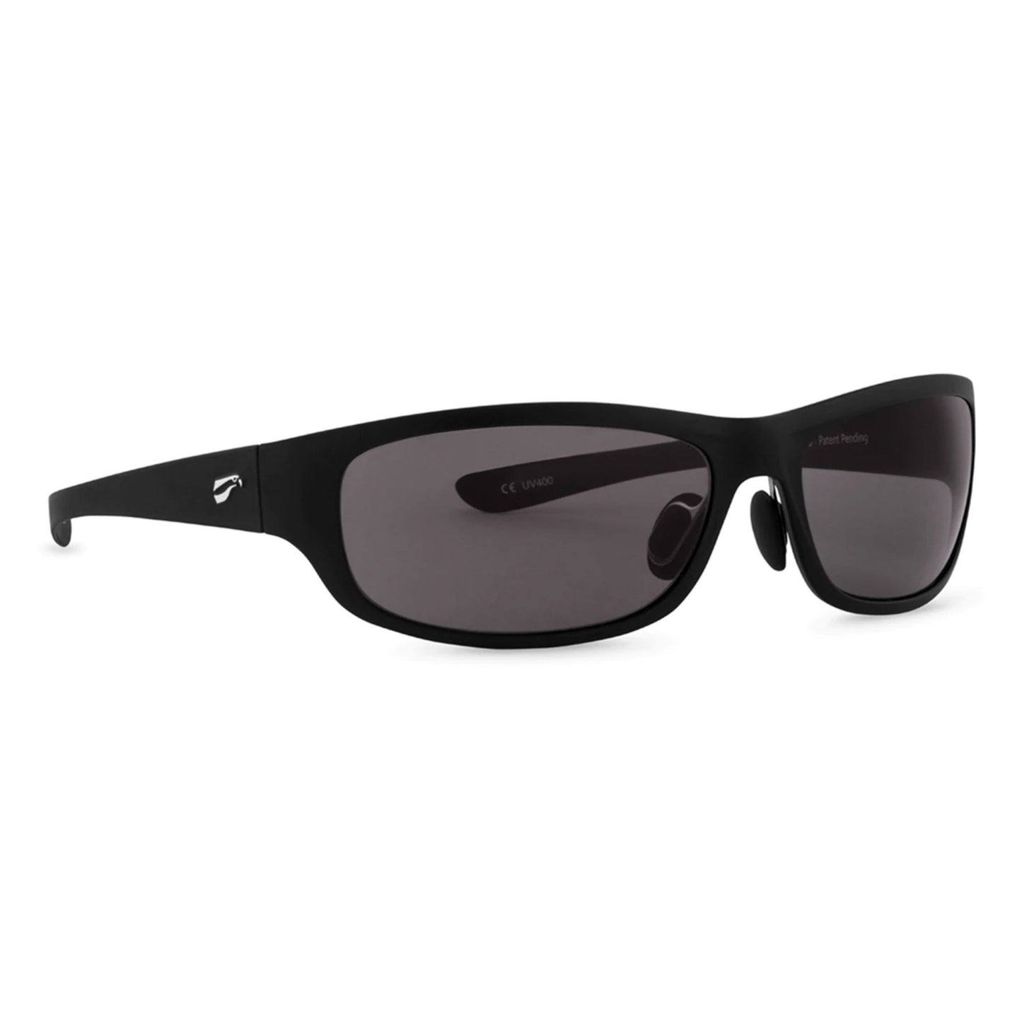 Narrow Golden Eagle Sport Sunglasses – matte black wrap-around frames with brown tortoise-shell patterned lenses, CE UV400 printed